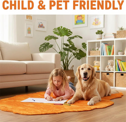 Nordic Minimalist Irregular Rugs Modern Abstract Art Deco Area Rug for Living Room Bedroom Dining Room 3x5 Soft Non Slip Thick Carpet Bright Yellow Vibrant Indoor Floor Mats Nursery Dorm Guestroom