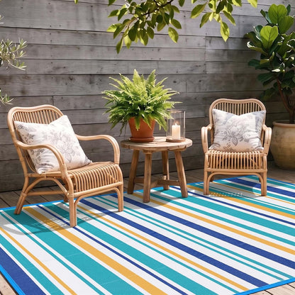 Outdoor Rug 5x8 ft, Waterproof Portable Plastic Straw Mat for Camping