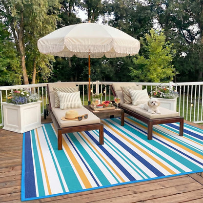 Outdoor Rug 5x8 ft, Waterproof Portable Plastic Straw Mat for Camping
