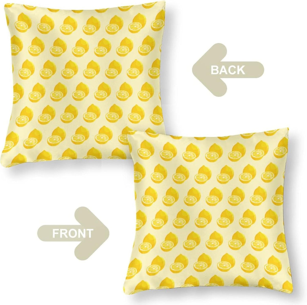 Yellow Sweet Lemon Satin Square Throw Pillow Covers Summer Lemon Throw Pillow Cover Square Hidden Zipper 16"x16" Outdoor Pillow Covers Home Decor Throw Pillows Cover Cooling Pillow case