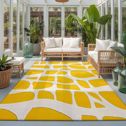 Area Rug Abstract Yellow Geometric Non-Slip Indoor Area Rug Modern Art Washable Decorative Floor Carpet for Bedroom Living Room