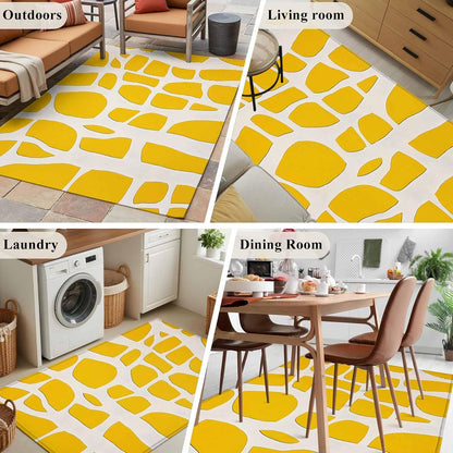 Area Rug Abstract Yellow Geometric Non-Slip Indoor Area Rug Modern Art Washable Decorative Floor Carpet for Bedroom Living Room