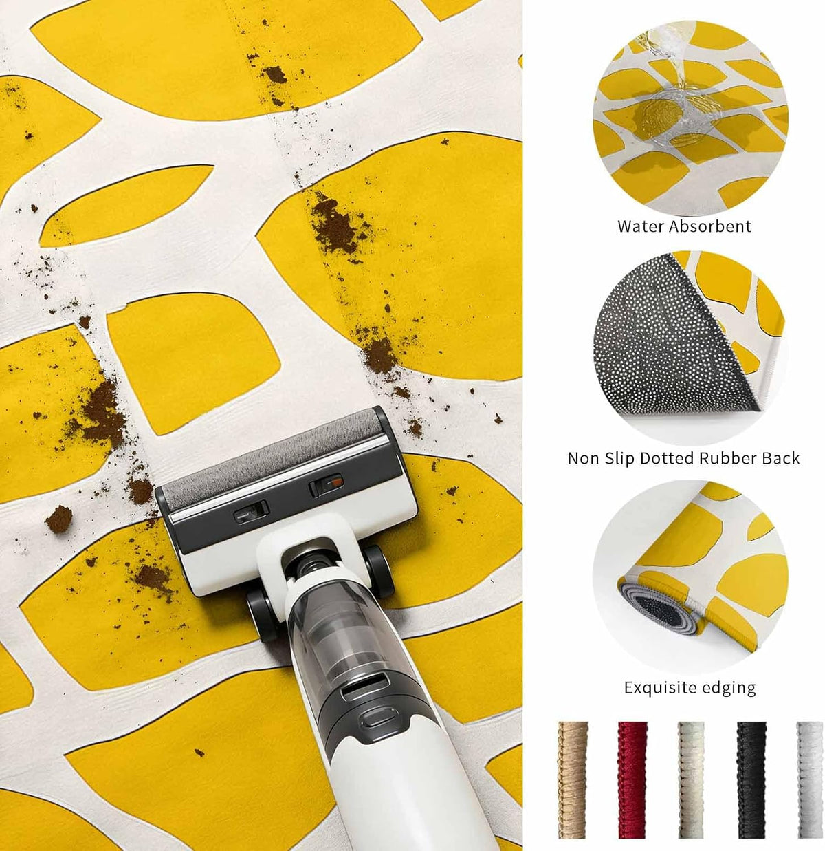 Area Rug Abstract Yellow Geometric Non-Slip Indoor Area Rug Modern Art Washable Decorative Floor Carpet for Bedroom Living Room