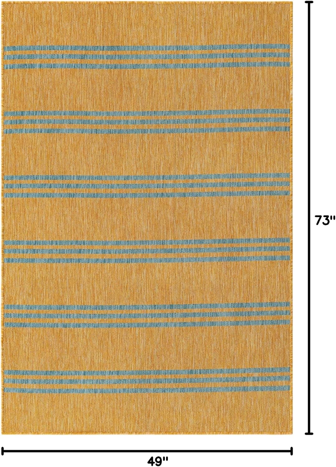 Outdoor Collection Area Rug - Anguilla (4' 1" x 6' 1" Rectangle, Yellow and Aqua/Light Blue)