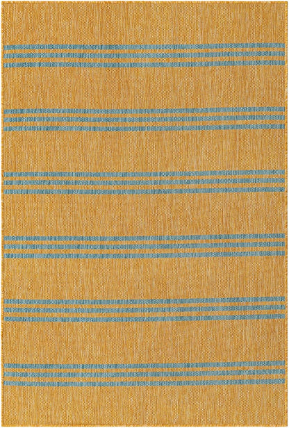 Outdoor Collection Area Rug - Anguilla (4' 1" x 6' 1" Rectangle, Yellow and Aqua/Light Blue)