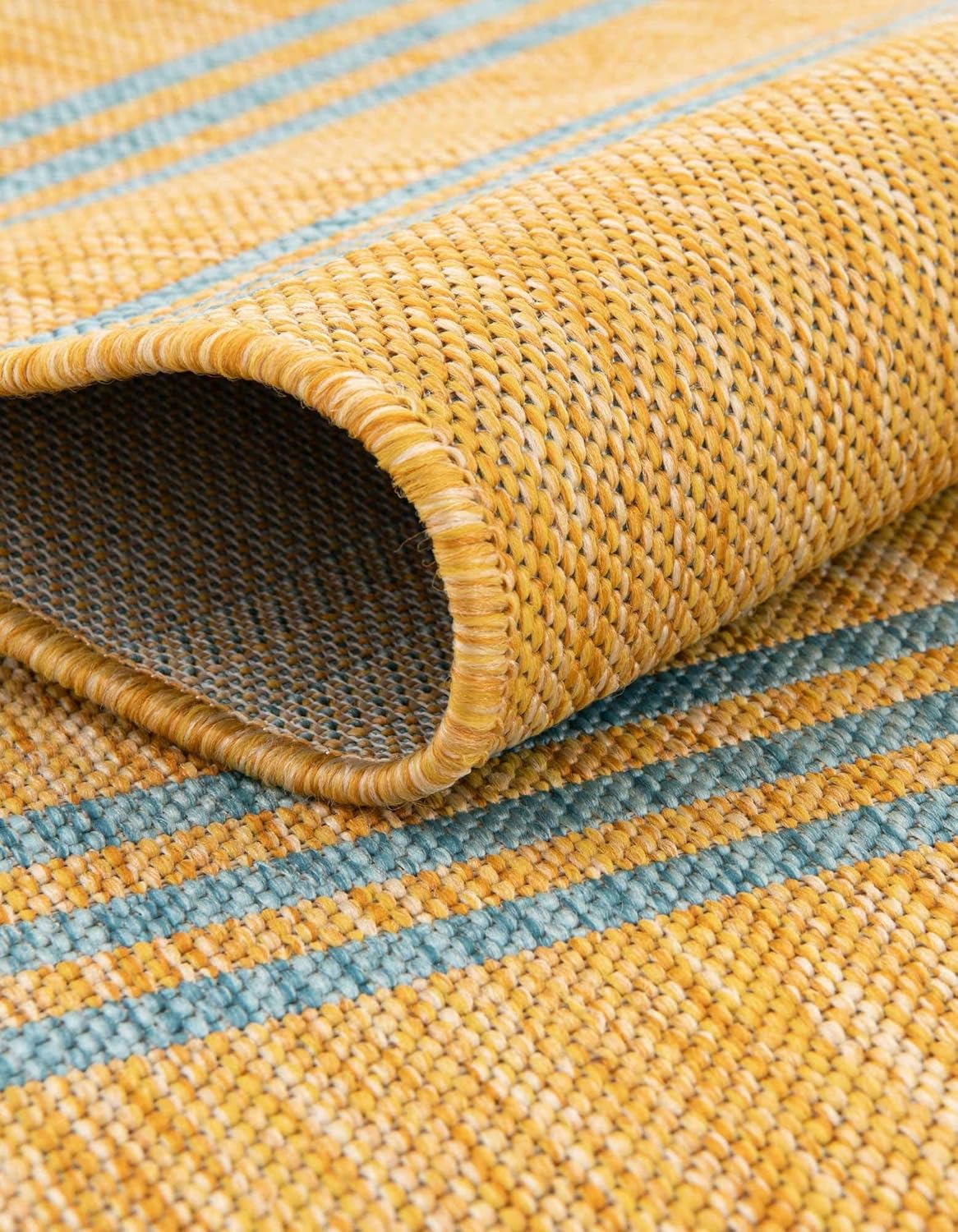 Outdoor Collection Area Rug - Anguilla (4' 1" x 6' 1" Rectangle, Yellow and Aqua/Light Blue)