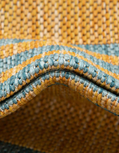 Outdoor Collection Area Rug - Anguilla (4' 1" x 6' 1" Rectangle, Yellow and Aqua/Light Blue)