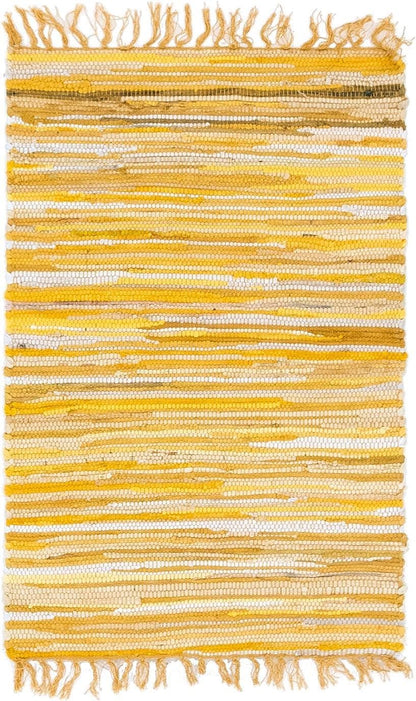 Chindi Cotton Collection Rug – 2' x 3' Yellow Flatweave Rug Perfect for Living Rooms, Large Dining Rooms, Open Floorplans
