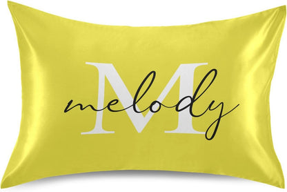 Custom Lemon Yellow Satin Pillowcase for Hair and Skin Body Personalized Bed Pillow Standard Size 20"X26" Customized Plush Pillow Case with Envelope Closure for Pillow