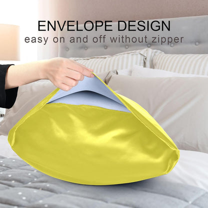 Custom Lemon Yellow Satin Pillowcase for Hair and Skin Body Personalized Bed Pillow Standard Size 20"X26" Customized Plush Pillow Case with Envelope Closure for Pillow