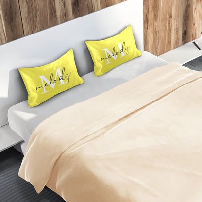 Custom Lemon Yellow Satin Pillowcase for Hair and Skin Body Personalized Bed Pillow Standard Size 20"X26" Customized Plush Pillow Case with Envelope Closure for Pillow