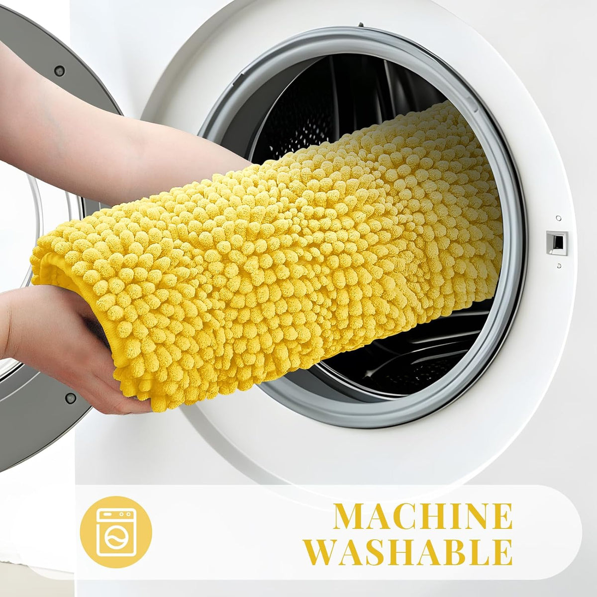Small Bath Rug Mat,Yellow Chenille High Absorbent Bathroom Floor Mat