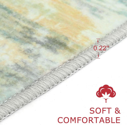 Modern Abstract Hallway Runner Rug, 2x8 Kitchen Rugs Non-Slip Washable Soft Striped Runner Rugs, Print Light Green Yellow Carpet Runner for Entryway Bathroom Laundry Room Foyer