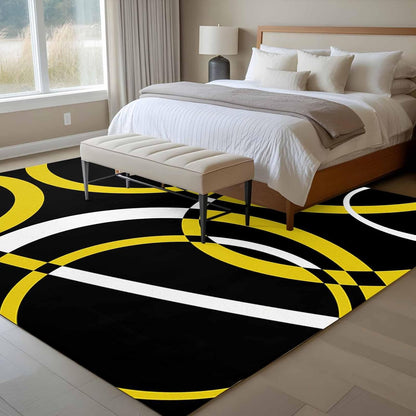 Modern Abstract Art 6x9 Area Rug for Living Room Bedroom, Yellow White Geometric Circle Washable Rugs Absorbent Non-Slip Indoor Large Carpet for Dining Room Home Office Decor