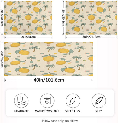 Ripe Yellow Lemon Satin Pillowcase for Hair and Skin Soft Breathable Wrinkle-Free Pillow Cases with Envelope Closure Cooling Pillow Covers for Sleeping Standard Size
