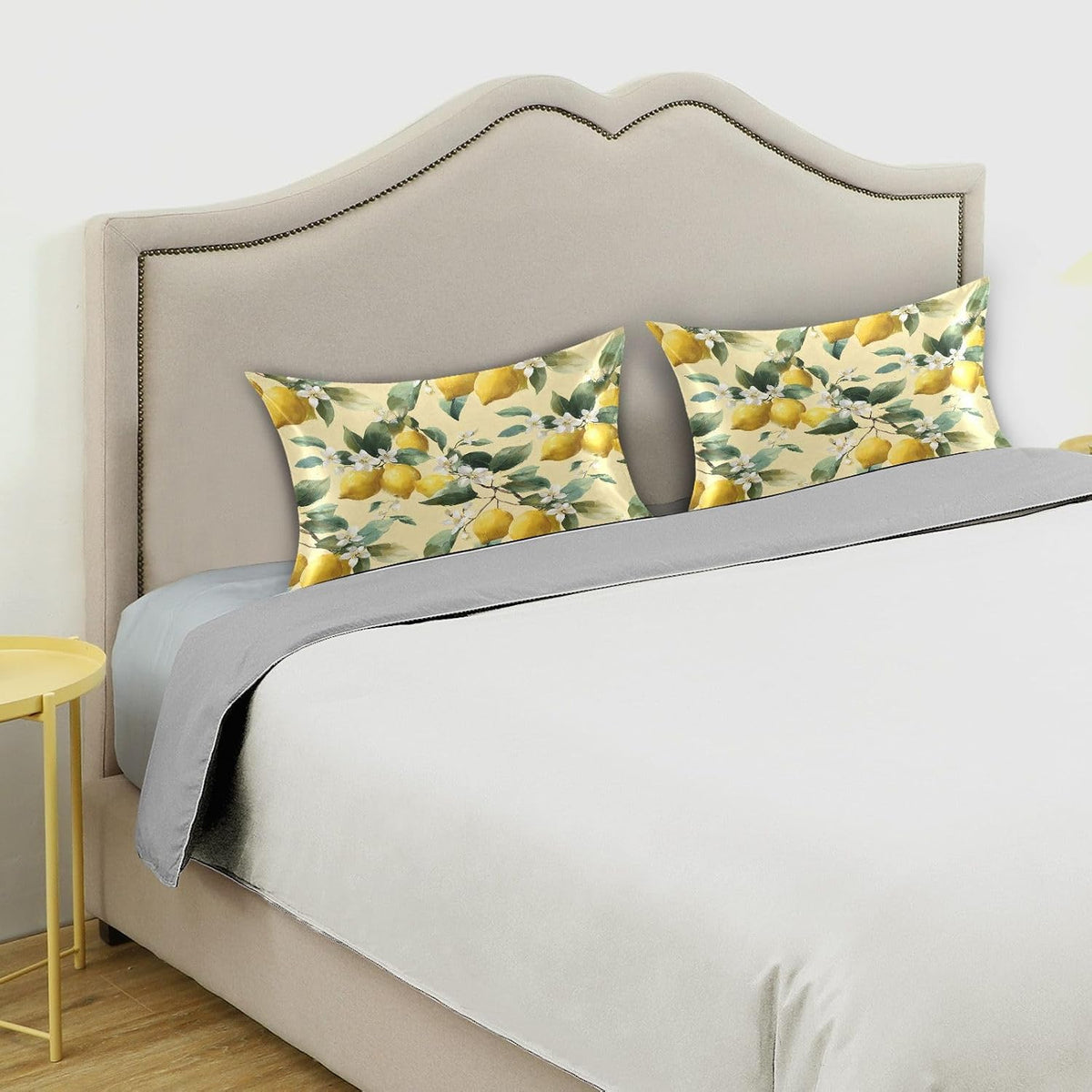 Satin Pillowcase 1 Pack Lemon Yellow Citrus Fruits (25) Similar to Silk Pillow Cases, 20" x 26" Soft Smooth Breathable Cool Pillow Cover for Hair and Skin, Standard Size