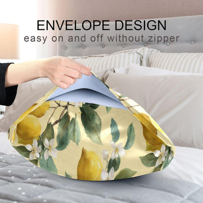 Satin Pillowcase 1 Pack Lemon Yellow Citrus Fruits (25) Similar to Silk Pillow Cases, 20" x 26" Soft Smooth Breathable Cool Pillow Cover for Hair and Skin, Standard Size