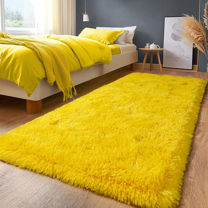 2X6Ft Runner Rug Non-Slip Hallway Rug Bedroom Bedside Carpet Yellow