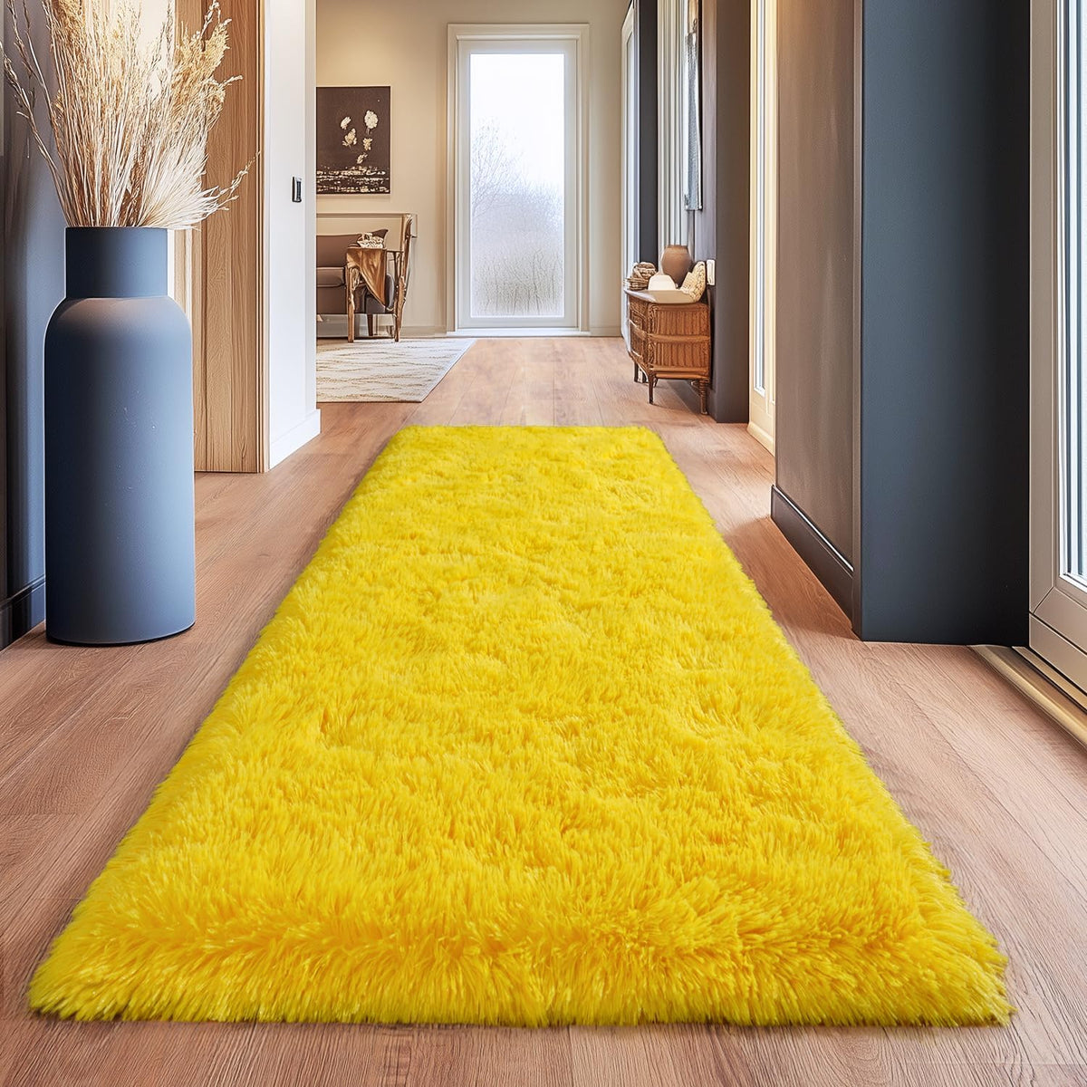 2X6Ft Runner Rug Non-Slip Hallway Rug Bedroom Bedside Carpet Yellow