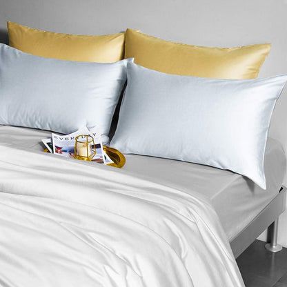 2 Pack Zippered Satin Queen Pillowcases, Yellow