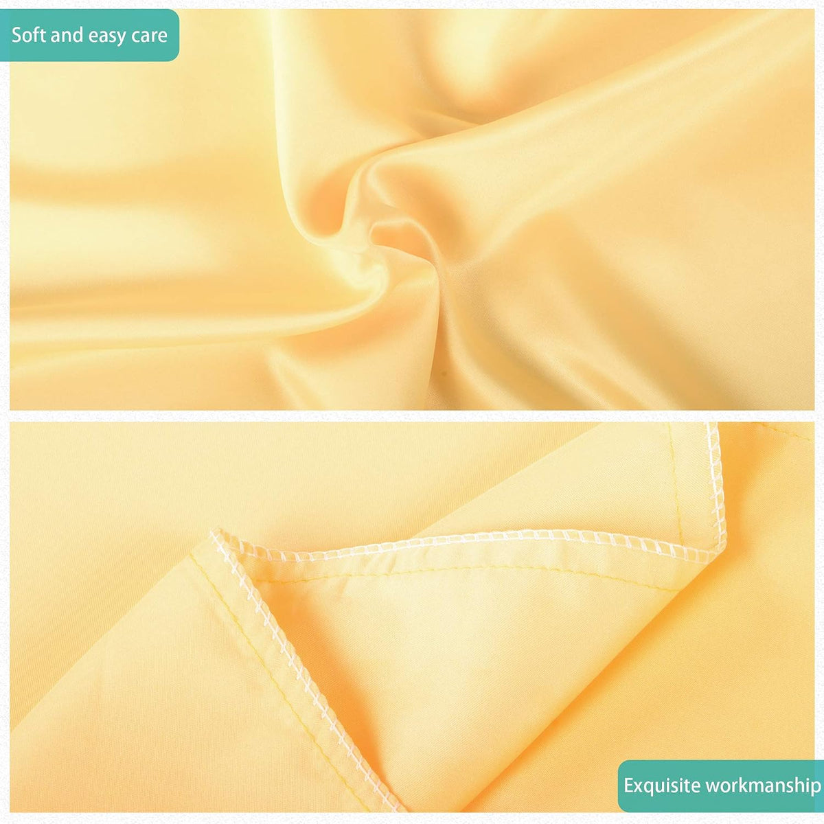 2 Pack Zippered Satin Queen Pillowcases, Yellow