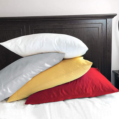 2 Pack Zippered Satin Queen Pillowcases, Yellow