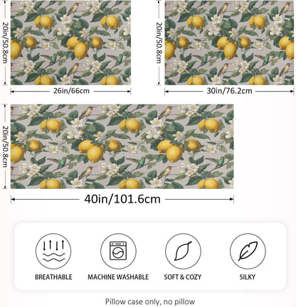 Satin Pillowcase 1 Pack Lemon Yellow Citrus Fruits (56) Similar to Silk Pillow Cases, 20" x 26" Soft Smooth Breathable Cool Pillow Cover for Hair and Skin, Standard Size