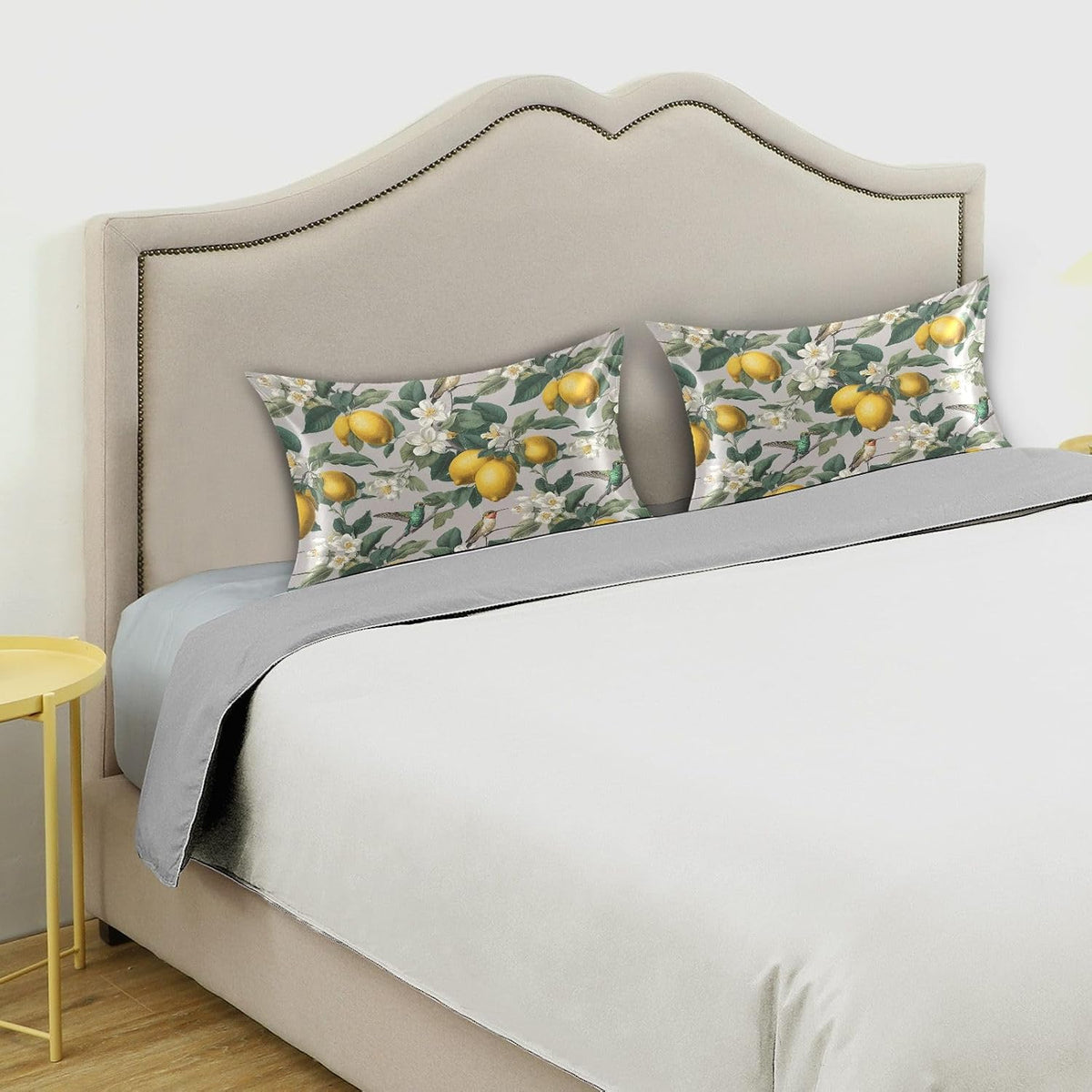 Satin Pillowcase 1 Pack Lemon Yellow Citrus Fruits (56) Similar to Silk Pillow Cases, 20" x 26" Soft Smooth Breathable Cool Pillow Cover for Hair and Skin, Standard Size