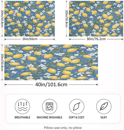 Yellow Lemons Satin Pillowcase for Hair and Skin Silk Pillowcase - Slip Cooling Satin Pillow Covers with Envelope Closure, Standard Size(20x26 inches)#238