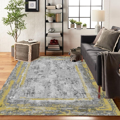 Yellow Grey Striped Pattern Modern Abstract Area Rug 3x5 Non Shedding Faux Wool Neutral Rug for Living Room Bedroom Diningroom Soft Shag Plush Throw Carpet Home Office Kitchen Indoor Rug Runner
