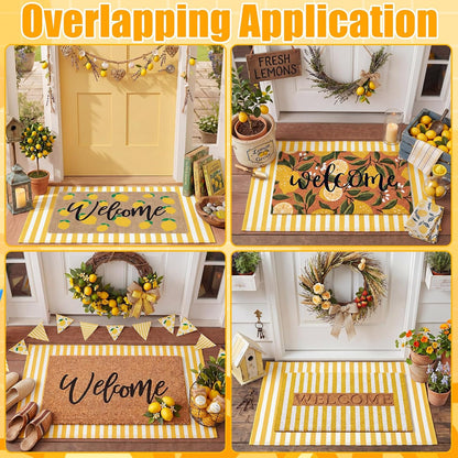 2' X 3' Yellow and White Fall Vertical Stripe Outdoor Rug