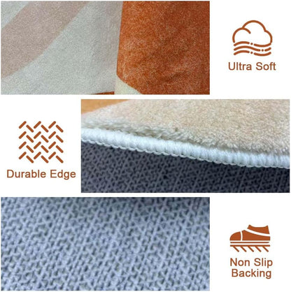 5x7 Unique Minimalist Geometric Cream Style Beige Orange Yellow Irregular Shaped Rug for Living Room Bedroom Diningroom Soft Wool Foldable Quick Dry Carpet Under Table Office Aesthetic Floor Rug
