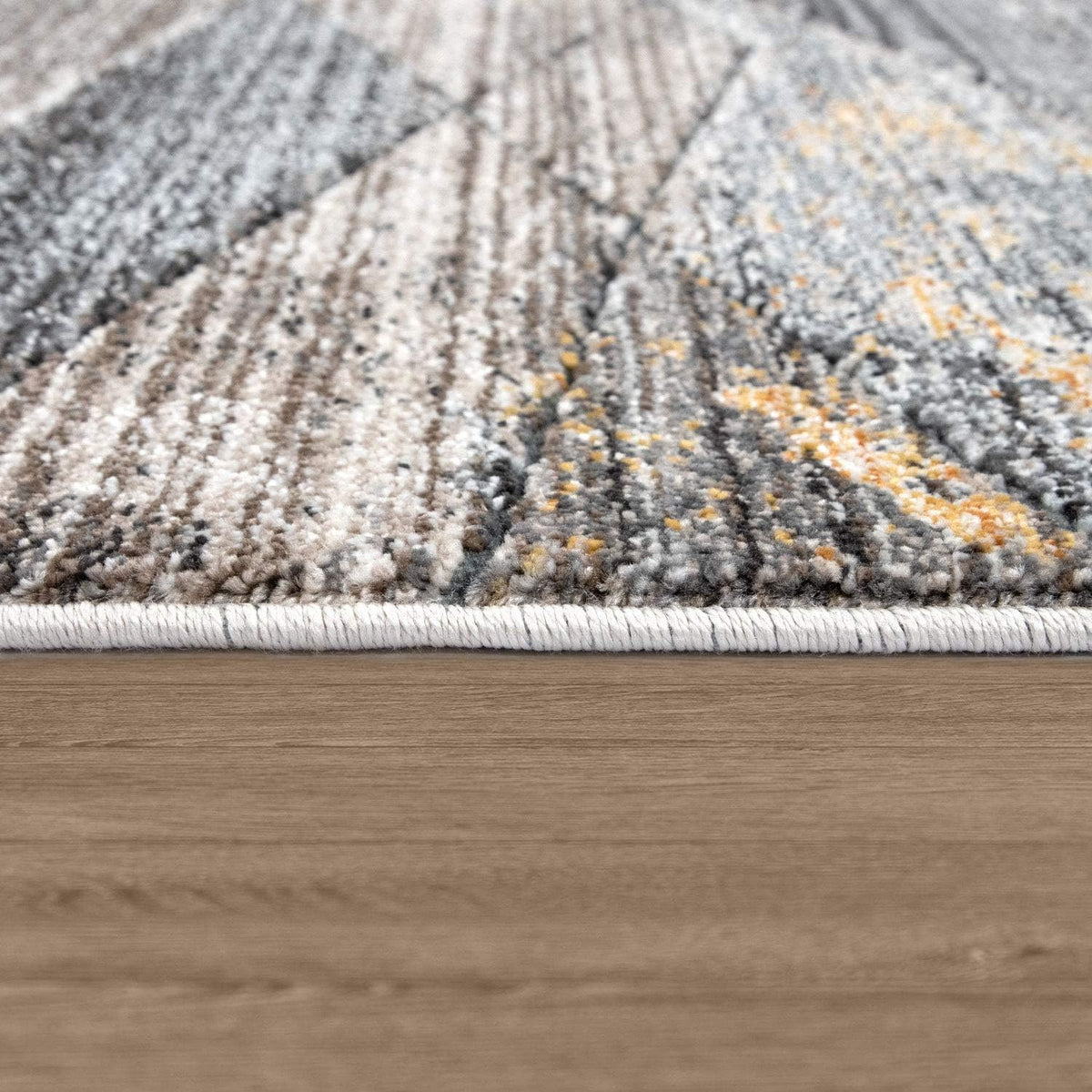 Modern Rug for Living Rooms Abstract Design, 3D Effect in Grey Yellow, Size:2'8" x 4'11"