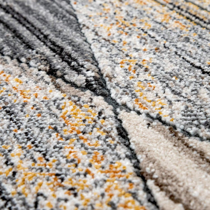 Modern Rug for Living Rooms Abstract Design, 3D Effect in Grey Yellow, Size:2'8" x 4'11"