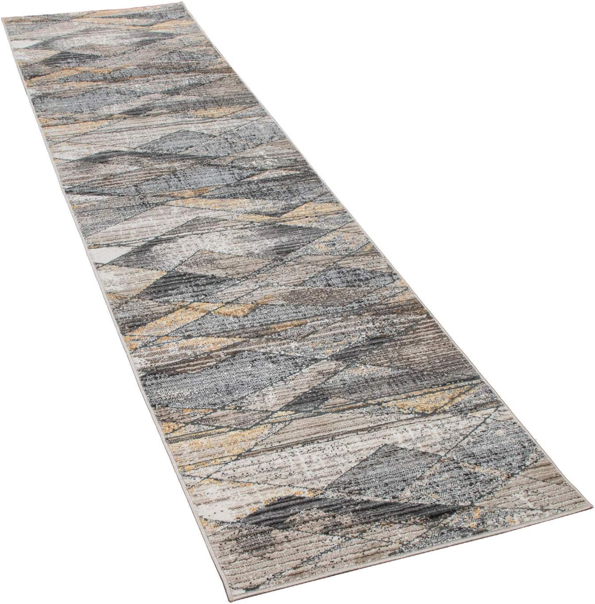 Modern Rug for Living Rooms Abstract Design, 3D Effect in Grey Yellow, Size:2'8" x 4'11"