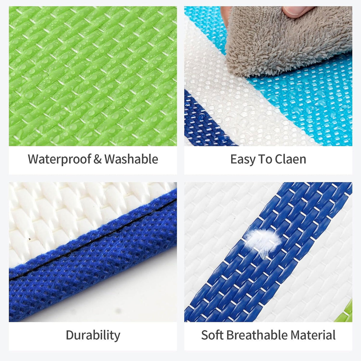 Outdoor Patio Plastic Rug Waterproof - Outdoor Rugs for Camper Outside, Rv, Porch Deck Rug Clearance, Area Carpet for Outside, Balcony, Patio Decor, Blue & Green, 4x6 ft