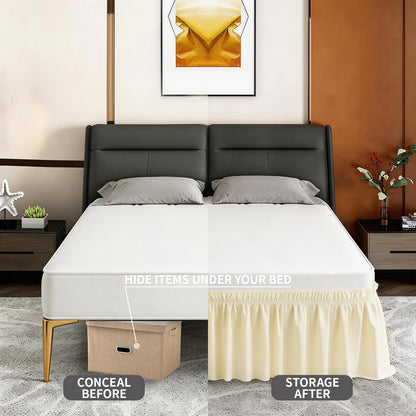 Twin Bed Skirt, Elastic Wrap Around Bed Skirt Twin Size, Bed Skirts for Adjustable Bed, Easy Fit with 14" Drop Length Tailored Drop Dust Ruffle (Light Yellow)