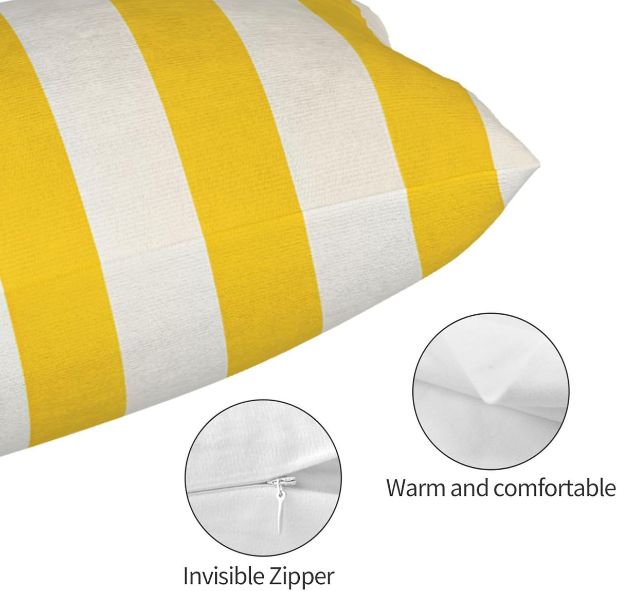 Lemon Yellow Stripes Standard Pillowcases Sets of 2, Ultra Soft Microfiber Plush Pillow Cases 20"X30" Comfort Decorative Throw Pillow Cover with Hidden Zipper for Bedroom, Sofa, Couch