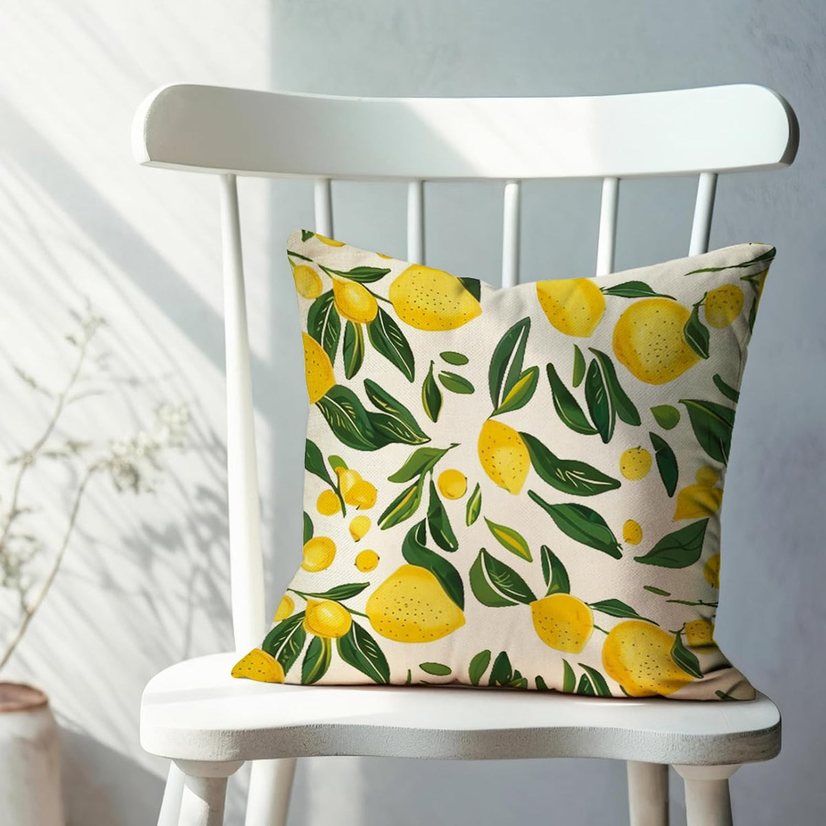 Lemon Throw Pillow Cover 18x18 Inch Summer Decorative Pillow Case, Yellow