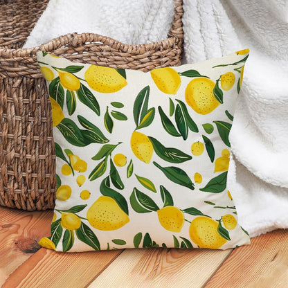 Lemon Throw Pillow Cover 18x18 Inch Summer Decorative Pillow Case, Yellow