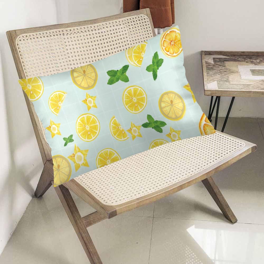 Summer Lemon Pillow Cases Yellow Lemon Slice Green Leaves Pillowcases Summer Decorative Standard Size 20x26 Inch Throw Pillow Covers for Bed Bedroom Sleeping