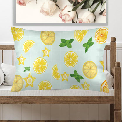 Summer Lemon Pillow Cases Yellow Lemon Slice Green Leaves Pillowcases Summer Decorative Standard Size 20x26 Inch Throw Pillow Covers for Bed Bedroom Sleeping