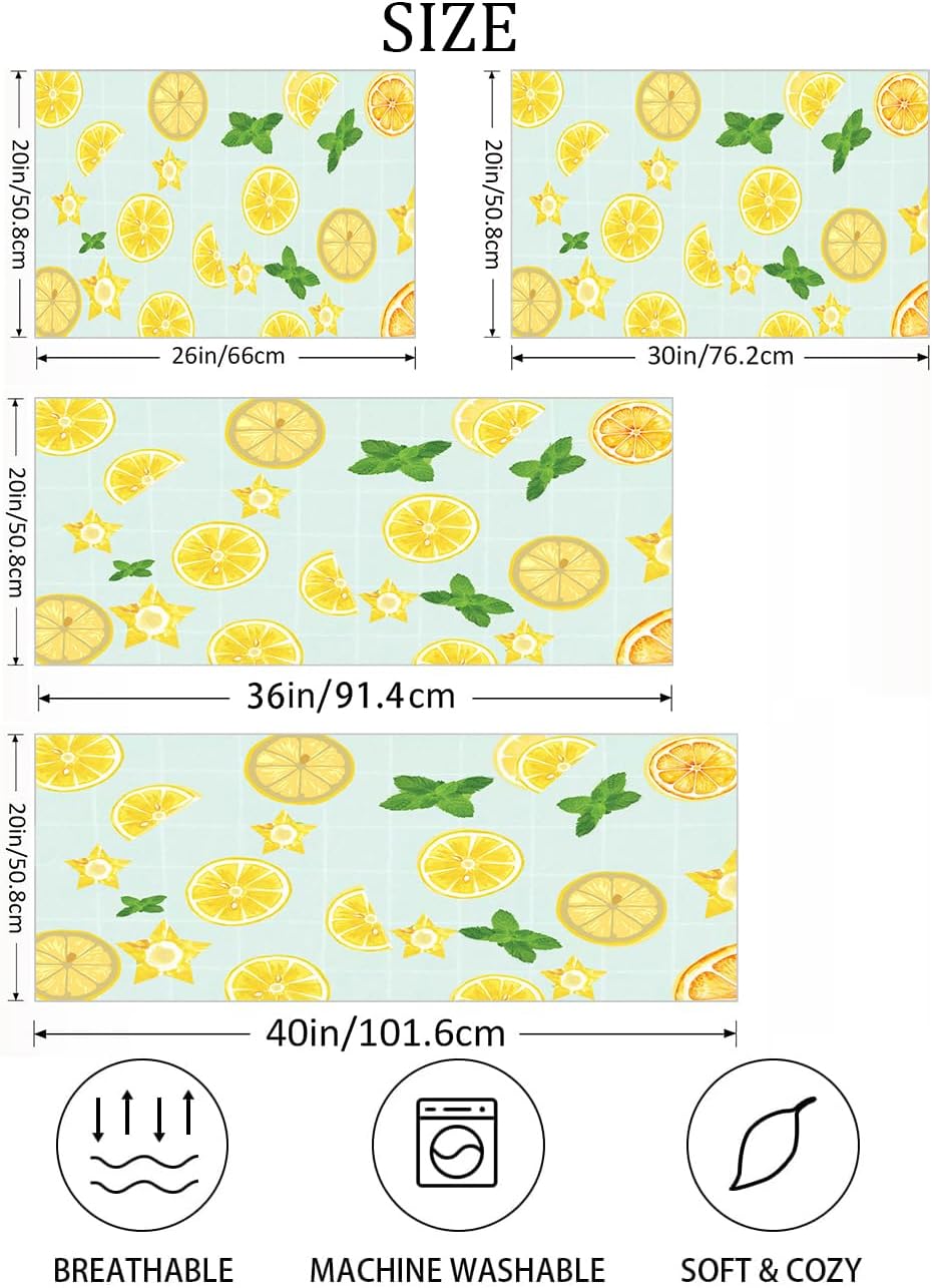 Summer Lemon Pillow Cases Yellow Lemon Slice Green Leaves Pillowcases Summer Decorative Standard Size 20x26 Inch Throw Pillow Covers for Bed Bedroom Sleeping