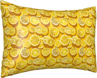 Abstraction Lemon Yellow Print Satin Pillowcase for Hair and Skin, 20x30 Inches Pillow Cases, Queen Size Pillowcases with Zipper, Similar to Silk Pillow Covers