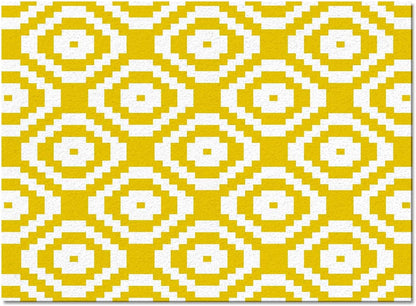 Modern Abstract Square Yellow White Area Rug, Living Room & Bedroom Decor, Geometric Texture Plush Carpet 32x60in