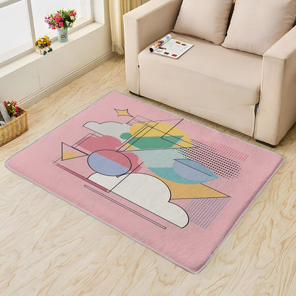 Geo Abstract Rug 5x6 Area Rugs, Mid-Century Modern Area Rug for Bedroom Living Room, Pastel Art Carpet, Soft Low Pile Home Decor Rug, Washable Non-Slip Indoor Large Rugs
