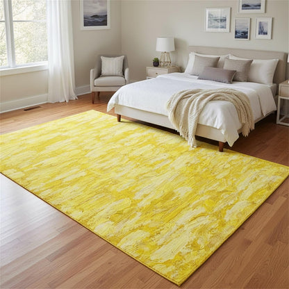 Minimalist Abstract Oil Painting Texture Livingroom Rugs 4x6 Modern Bright Yellow Art Deco Aesthetic Area Rug for Bedroom Dining Room Soft Washable Non Skid Big Carpet Thin Entryway Floor Mats