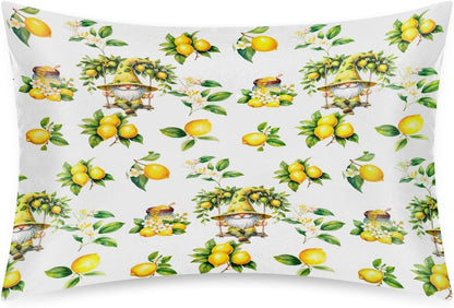 Satin Pillowcase for Hair and Skin Flower Yellow Lemon Soft Slip Cooling Pillow Covers with Hidden Zipper Queen Size Pillow Case for Bed Couch Women Men Girls Kids Boys 20x30in