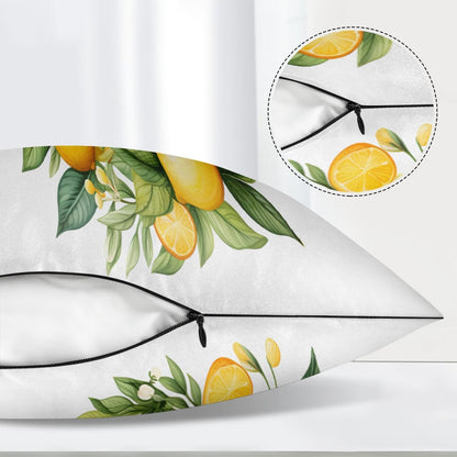 Fruit Lemon Yellow Body Pillow Covers Decorative Soft Bedding Satin Pillowcase with Zipper Closure Cooling Breathable Long Pillow Case-21"x 54"
