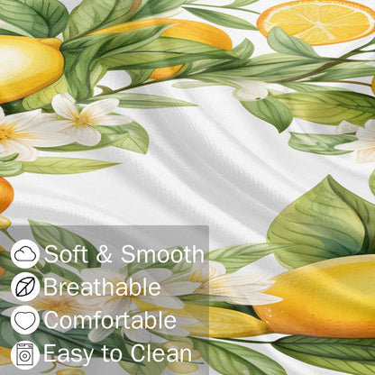 Fruit Lemon Yellow Body Pillow Covers Decorative Soft Bedding Satin Pillowcase with Zipper Closure Cooling Breathable Long Pillow Case-21"x 54"